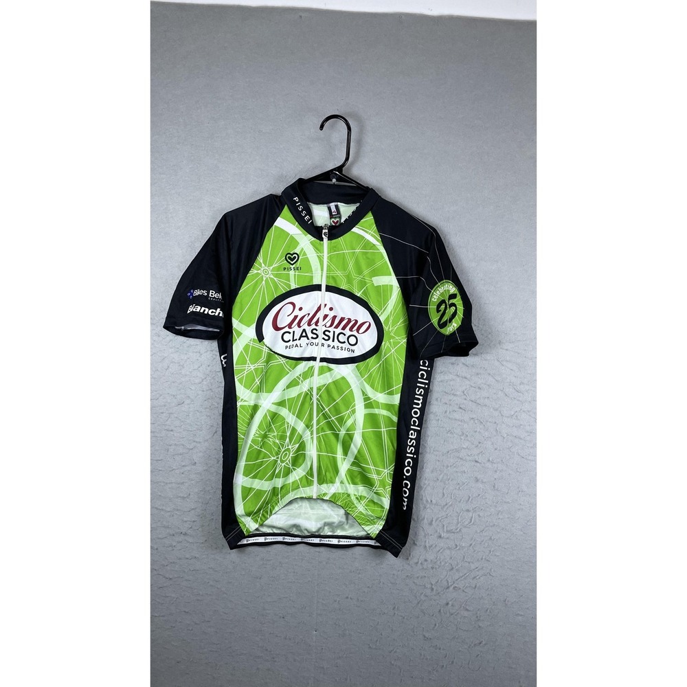 Pissei Ciclismo Classico Cycling Jersey Mens 4 Green Full Zip Short Sleeve Shirt